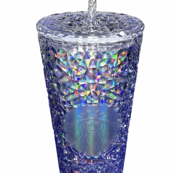 Starbucks Silver Iridescent Gem Tumbler With Straw Holiday Christmas New - Picture 6 of 6
